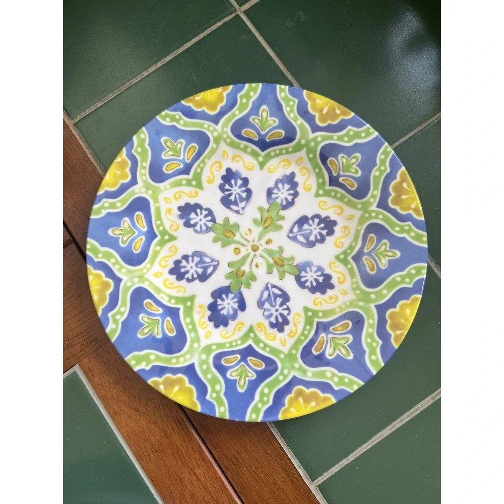 Set 14 Assorted LAURIE GATES MOROCCAN BOHO MELAMINE 8 Salad Plates & 6 Bowls